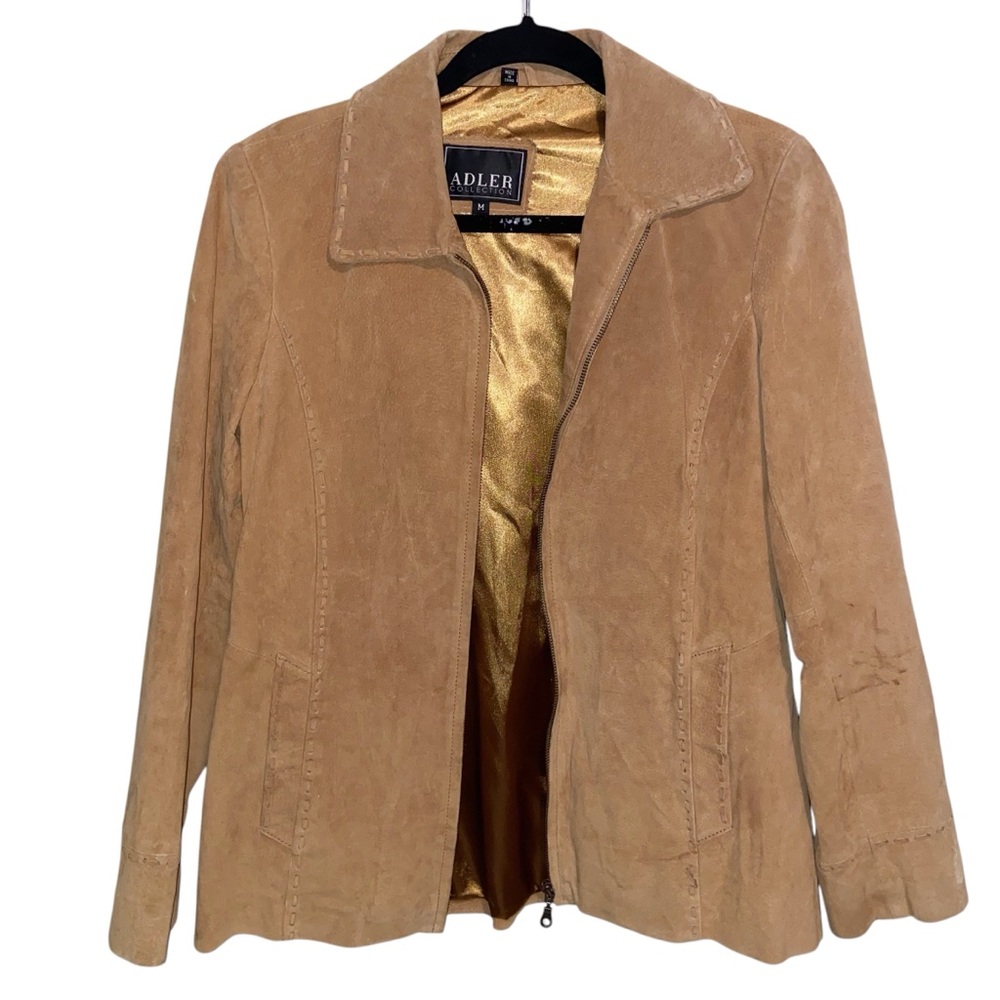Adler Collection Leather Jacket Womens Medium Zip Western Whip Stitch Cowgirl